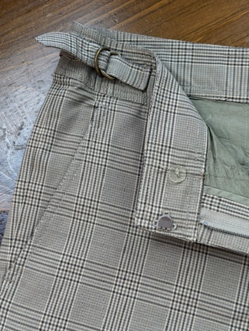 Charles Nolan Brown Plaid Cargo Style Pants Wide Straight Leg Ankle Zipper Sz 10 - Picture 4 of 8